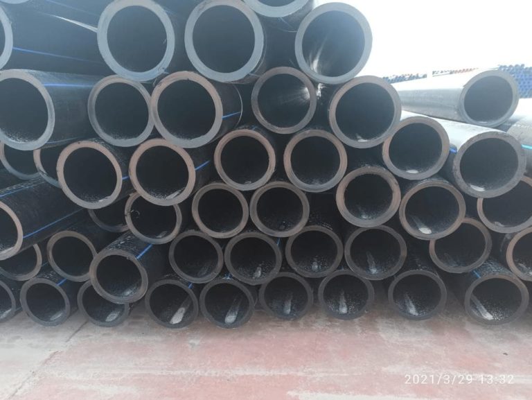 HDPE Pipes at warehouse front view
